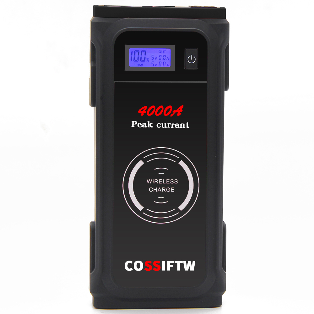 HDW01 COSSIFTW 4000A汽车电源电池20000mAh便携式10W无线充电器LED灯安全电池充电器移动打火电源